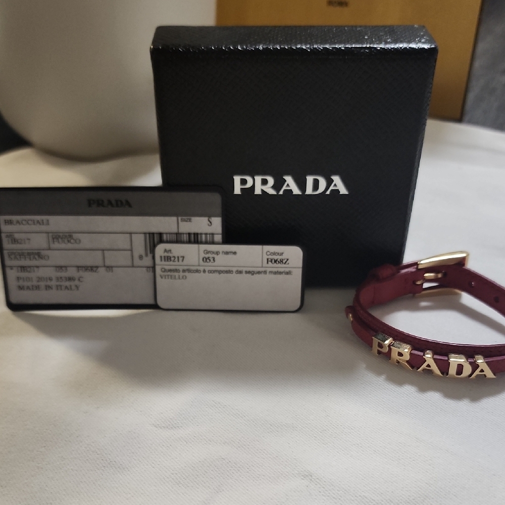 Prada *AUTHENTIC  Maroon Leather Bracelet